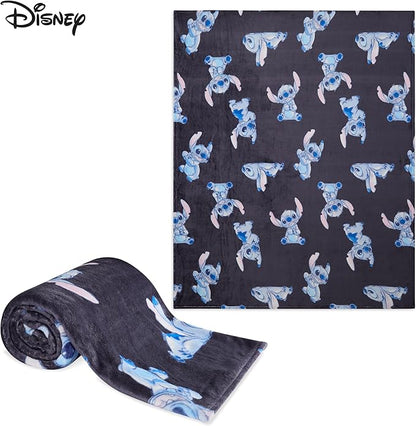 Disney Stitch Throw Blanket Soft Fleece Blanket Bedroom Accessories 59 x 51” (Blue Stitch)