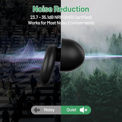 Noise Cancelling Ear Plugs for Sleep, Small Ear Fit - No-Pain for Side Sleepers, 33dB NRR Reusable Silicone One-Piece Design, 4 Sizes for Adults & Kids, Portable Case