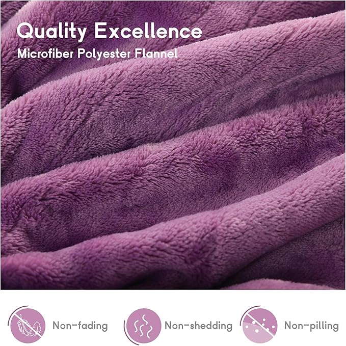 Heated Blanket Electric Blanket Queen Size 84''x90'' with 9 Heating Levels, 1-10 Hour Auto Shut Off, Machine Washable, Dual Controller Soft Warming Blanket for Couch, Bed, Office - Purple