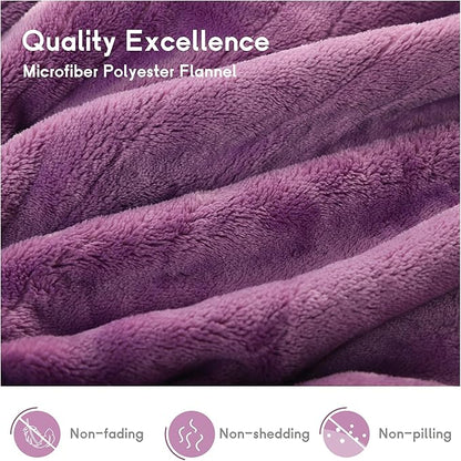 Heated Blanket Electric Blanket Queen Size 84''x90'' with 9 Heating Levels, 1-10 Hour Auto Shut Off, Machine Washable, Dual Controller Soft Warming Blanket for Couch, Bed, Office - Purple