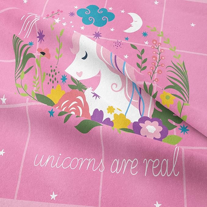 Tailor Shop Girls Unicorn Comforter Set Queen Size Unicorn Pink Bedding Sets for Girls Kids Flower Comforter Set Unicorn Room Decor Ultra Soft Bed Set with 2 Pillowcase…