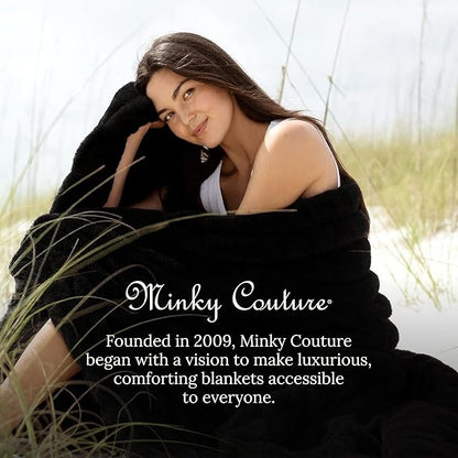 Minky Couture Hugs Blanket - Extra Plush Blanket for Premium Gifting - Stretchy Bubbled Cozy Throw - Silky Smooth - Durable & Machine-Washable - Travel-Friendly - Travel, Black