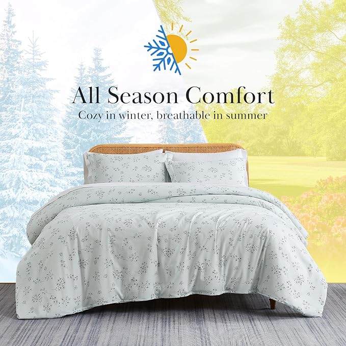 Southshore Fine Living, Inc. 3-Piece Oversized Comforter King Size, Down Alternative Floral Comforter with Matching Shams, Soft Flowered Bedspread for California/King Mattress, Sweet Florals Blue