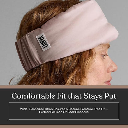 Lunya Washable Silk Sleeping Mask - Thermoregulating Mulberry Silk, Light Blocking and Comfortable Fit – Sleep Mask for Women and Men with Box - Delicate Pink - Small