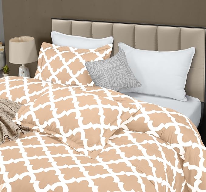 Queen Comforter Set 3 Piece Beige by Utopia Bedding, Printed Comforters Queen Size Bedding Comforters Sets, Down Alternative Soft Bed Set 1 Comforter (88 x 88 inches) 2 Pillow Shams (20 x 26 inches)