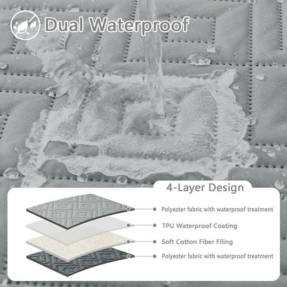 hyha Waterproof Dog Blanket, Soft Dog Bed Cover Pet Blankets, Waterproof Sofa Couch Cover for Dogs Washable, Reversible Pet Couch Covers for Sofa Furniture (82x120 Inch, Grey/Dark Grey)