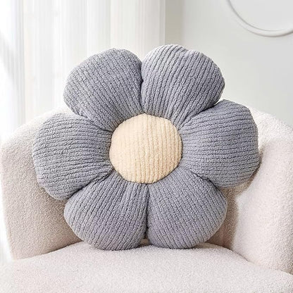 Flower Throw Pillow, Soft Grey 14.9" Shaped Floor Pillow for Home Decor, Cute Aesthetic Plush Decorative Pillows for Bed, Sofa, Couch