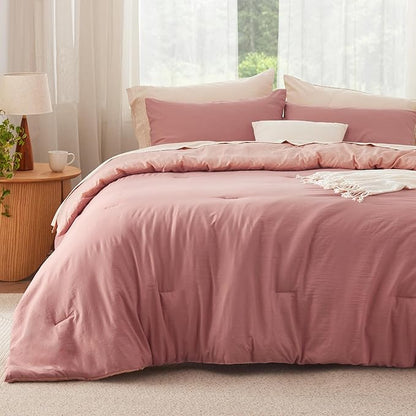 Bedsure King Comforter Set, Pink Clay Soft Prewashed Bedding for All Seasons, 3 Pieces GentleSoft™ Bed Set, 1 Lightweight Comforter (104"x90") and 2 Pillowcases (20"x36")