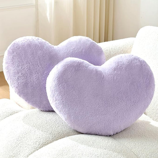 2PCS Throw Pillows Heart Pillow Home Decor Decorative Couch Pillows Bed Pillows Outdoor Pillows,Purple 13"*19"