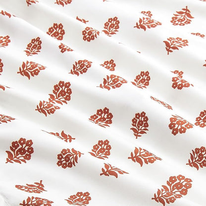 Amazon Basics Lightweight Microfiber Comforter Set, 3-Piece, Full/Queen, Off White Floral