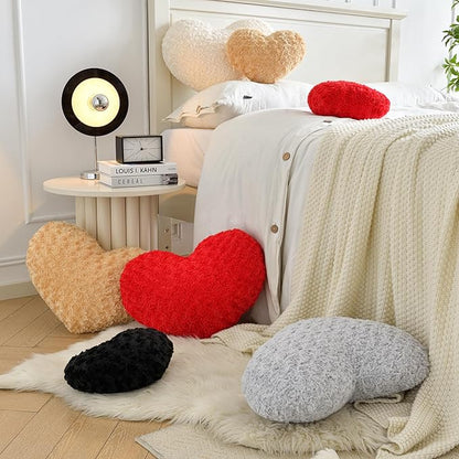 Heart Pillow, Soft Heart Shaped Pillow with Room Decorative Throw Pillows for Bed Couch Chair Sofa, Heart Shaped Cute Throw Pillow Cushion for Bedroom Living Room (Red, Mini 12.9" x 9.8")