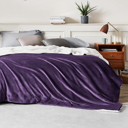 Bedsure GentleSoft Sherpa Fleece Blankets King Size for Bed - Thick and Warm Throw Gifts for Women and Girls, Soft Fuzzy Plush King Christmas Blanket for Winter, Non-Heated, Purple, 108x90 Inches