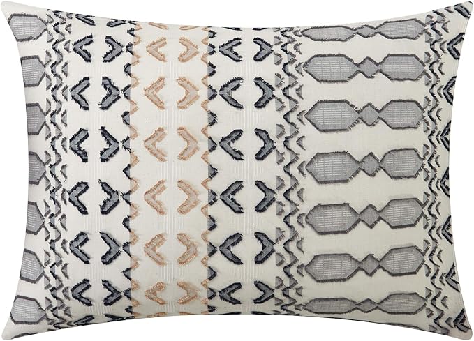 Chic Home Gabriella 5 Piece Cotton Comforter Set Farmhouse Theme Geometric Striped Pattern Design Bedding, Queen, Beige
