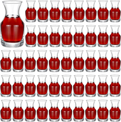 48 Pack Single Serving Wine Carafe Glass Small Mini Carafe Individual Wine Refill Decanter for Dinner Parties Tastings Bars Restaurants (6.5 oz)