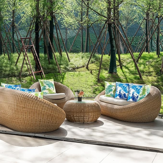 JMGBird Water-Repellent Outdoor Throw Pillows Set of 2 with Inserts - 18x18 Durable Patio Furniture Pillows