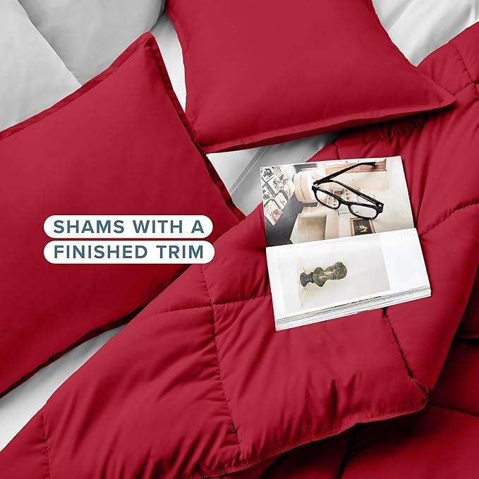 Bare Home Comforter Set - King/California King Size - Ultra-Soft - Goose Down Alternative - Premium 1800 Series - All Season Warmth (King/Cal King, Red)