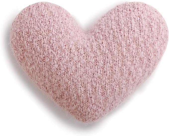 DEMDACO Pale Pink Soft Heart Shaped 10 x 11 inch Plush Polyester Decorative Throw Giving Pillow