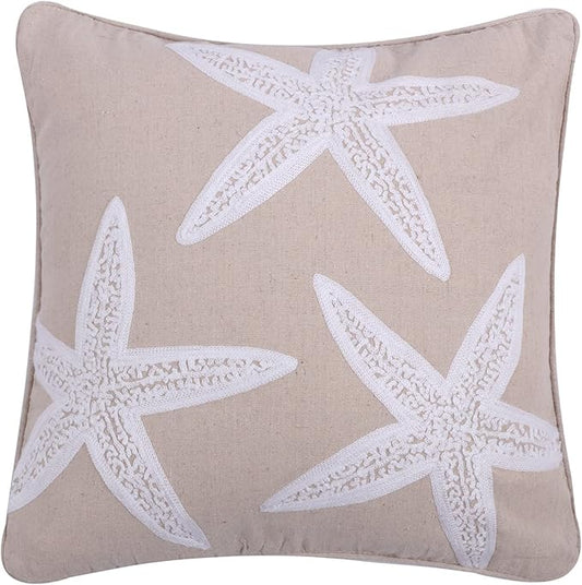 Levtex home Stone Harbor Decorative Pillow (18x18in.) - Starfish - White and Beige