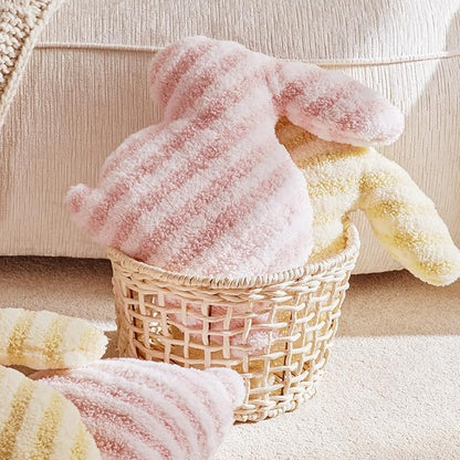 Easter Bunny Shaped Cute Throw Pillow, Decorative Stuffed Bunny Pillow for Bed and Couch, Cotton Pillow with Sherpa and Fluff, Yellow and White Throw Pillow for Girl Room Decor Bedroom, 13x15.75in