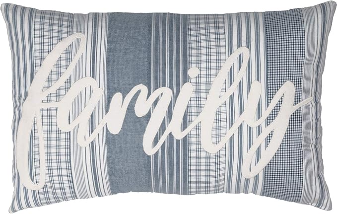 VHC Brands Sawyer Mill Blue Family Decorative Farmhouse Throw Pillow for Sofa, Couch, or Bed 14x22