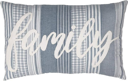 VHC Brands Sawyer Mill Blue Family Decorative Farmhouse Throw Pillow for Sofa, Couch, or Bed 14x22