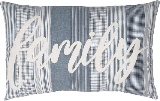 VHC Brands Sawyer Mill Blue Family Decorative Farmhouse Throw Pillow for Sofa, Couch, or Bed 14x22