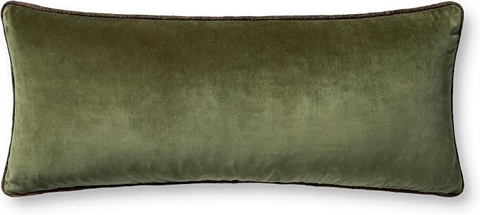 Loloi Chris Loves Julia Liza Collection PCJ0020 Dark Green 13'' x 35'' Cover w/Poly Pillow