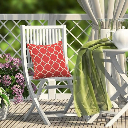 JMGBird Water-Resistant Outdoor Pillows Set of 2, 18x18 inch Durable Red White Checkered Throw Pillows with Inserts for Patio Furniture