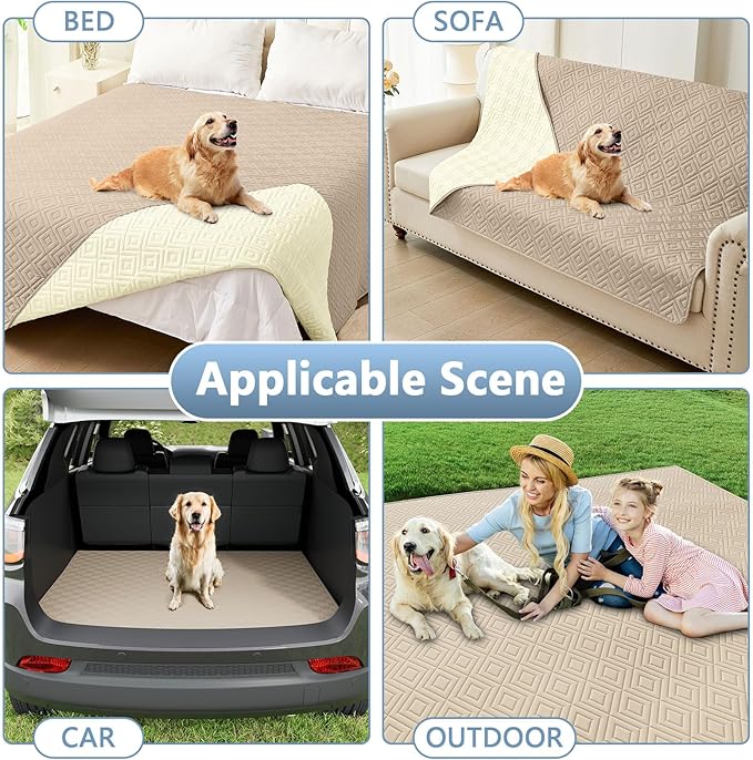 hyha Waterproof Dog Blanket, Soft Pet Bed Blankets, Waterproof Sofa Couch Cover for Dogs Washable, Reversible Pet Couch Covers for Sofa Furniture (52x82 Inch, Taupe/Beige)