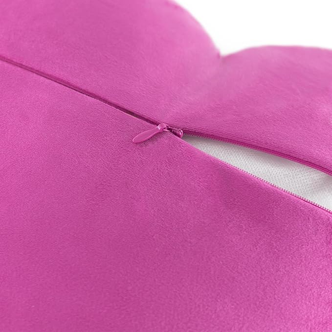 JWH Valentine's Day Throw Pillow Covers Decorative Flower Accent Pillow Cases Heart Shaped Cushion for Couch Living Room Bed Chair 14 x 16 Inches Hot Pink