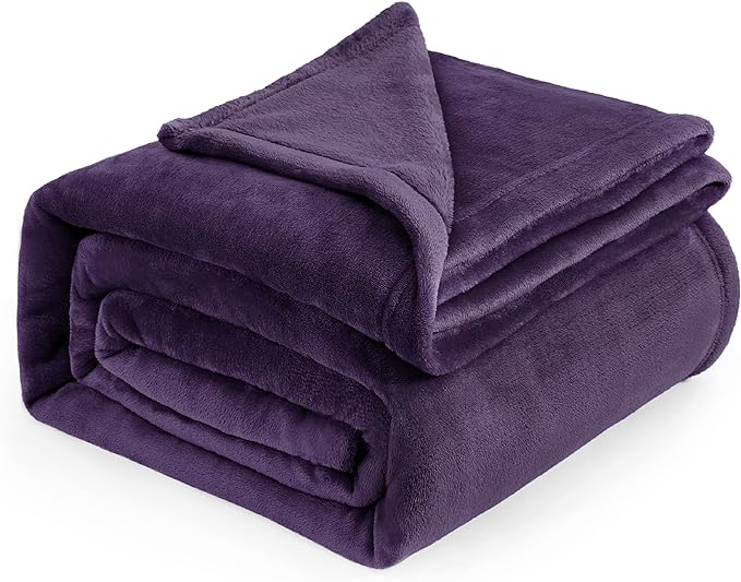Bedsure GentleSoft Fleece Blankets Queen Size Purple - Bed Blanket Soft Lightweight Plush Fuzzy Cozy Luxury Microfiber, 90x90 inches
