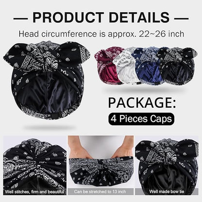 Ababalaya Satin Lined Beanies for Women Chemo Headwear Silky Lined Cotton Sleeping Cap
