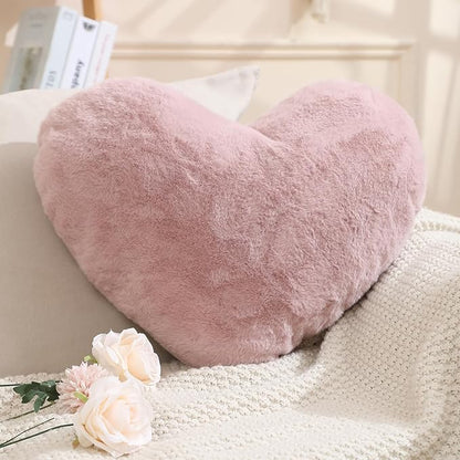 EastTree Heart Pillows, Dusty Pink Heart Shaped Pillows, Ultra Soft Extra-Large Fluffy Pillows, Love Throw Pillows Gifts, Women Girls Living Room Decor 15x18 Inch