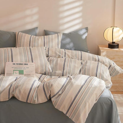 HighBuy Farmhouse Gingham Comforter Set Twin XL Size Cute Bohemian Blue Striped Southwest Bedding Comforter Set Twin XL Comforter Boho Soft Warm Bedding Comforter Sets for Boys Girls