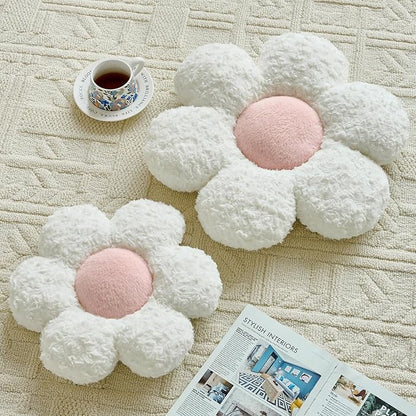 Flower Pillows, Decorative Throw Pillow with Soft Plush for Couch, Flower Shaped Pillow Home Decor Daisy Pillow for Bed (White, 14.9 Inches)