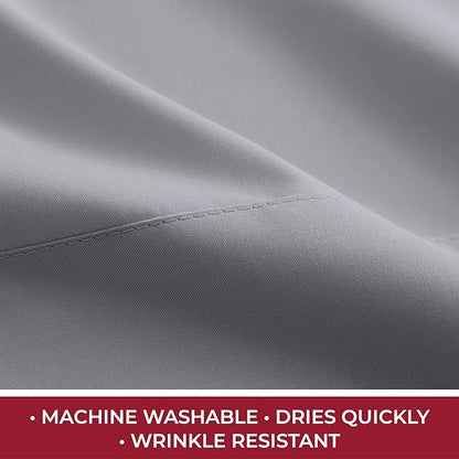 Mellanni RV Short Queen Sheets - 4 PC Iconic Collection Bedding - Hotel Luxury, Extra Soft, Cooling Bed Sheets - Deep Pocket up to 10 inch (RV/Short Queen, Gray)