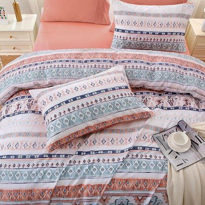 MUXHOMO Boho Pink Full Comforter Set, Elegant Floral Print Bed in a Bag 7 Pieces, Ultra Soft & Breathable Reversible Botanical Pattern Bedding Set with Comforter, Sheets, Pillowcases, and Shams
