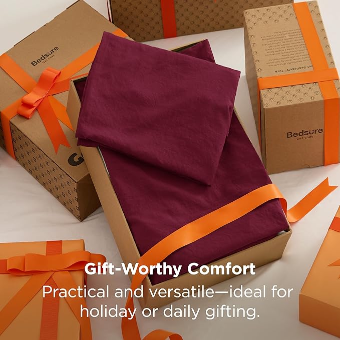 Bedsure California King Comforter Set, Dark Red Soft Prewashed Bedding for All Seasons, 3 Pieces GentleSoft™ Bed Set, 1 Lightweight Comforter (104"x96") and 2 Pillowcases (20"x36")