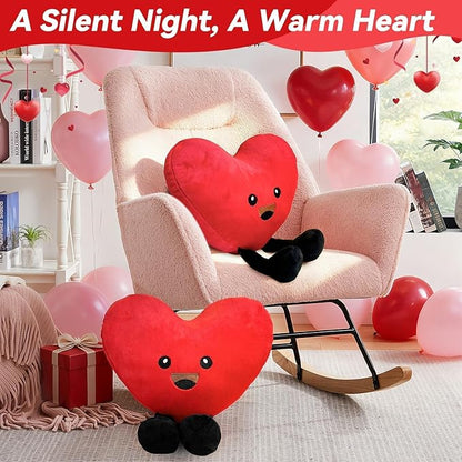 Valentine's Day Heart Pillow,Cute Red Heart Pillow Plush,Fluffy Decorative Heart Throw Pillow,Valentines Day Gifts for Her,Heart Plush for Girl Friends Birthday Mother's Day(15 Inches)