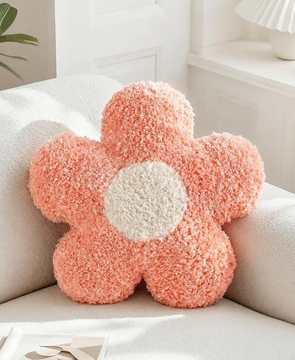 Flower Throw Pillow - Cute Decorative Plush Daisy Shaped Throw Pillow for Couch, Sofa, or Living Room, 14.2" x 14.2" Soft Stuffed Cushion for Home Decor