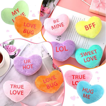 Kathfly 16 Pcs Valentine's Day Conversation Heart Plush Throw Pillows Candy Plush Conversation Hearts Valentines Stuffed Throw Pillow Decoration for Wedding Holiday Party Favors(Multicolor)