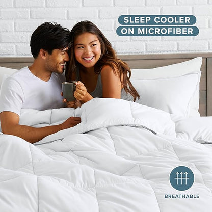 Bare Home Comforter Set - Oversized King Size - Ultra-Soft - Goose Down Alternative - Premium 1800 Series - All Season Warmth (Oversized King, White)