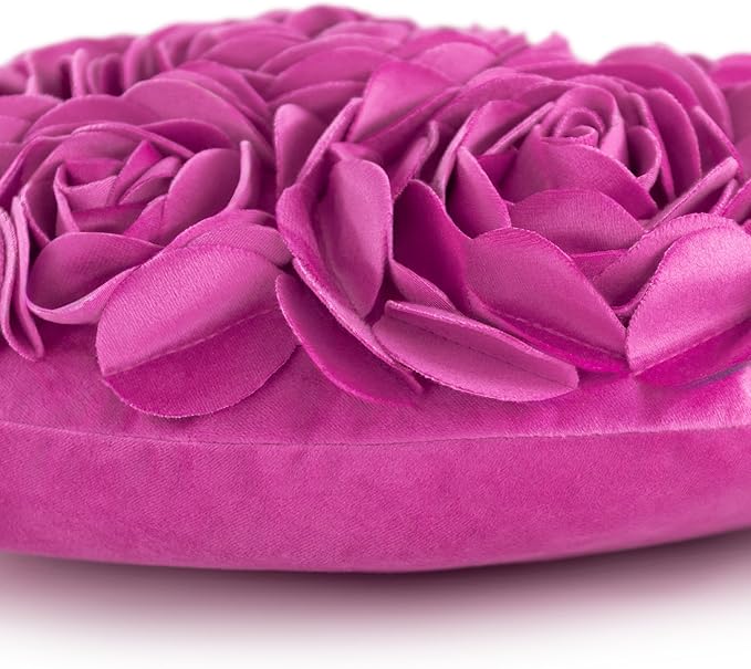 JWH Valentine's Day Throw Pillow Covers Decorative Flower Accent Pillow Cases Heart Shaped Cushion for Couch Living Room Bed Chair 14 x 16 Inches Hot Pink