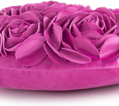 JWH Valentine's Day Throw Pillow Covers Decorative Flower Accent Pillow Cases Heart Shaped Cushion for Couch Living Room Bed Chair 14 x 16 Inches Hot Pink