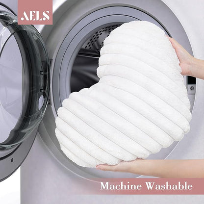 AELS Heart Shaped Pillow, Set of 2, Heart Decorative Throw Pillows, Faux Fur Love Pillows Cute Pillow 20 & 16 Inches, Valentines Day Decorations, Wedding Decor, Living Room Bedroom Nursery Decor,White