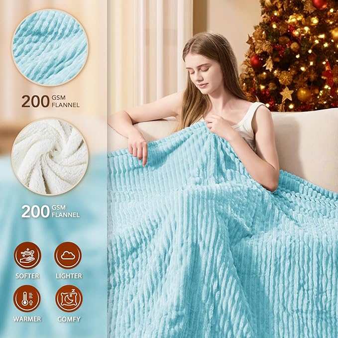 Homemate Electric Heated Blanket Twin Size - 62"x84" Heating Blanket Twin Size 1/2/4/6/8 Hours Auto-Off 10 Heat Level Over-Heat Protection Soft Flannel Sherpa ETL Certification