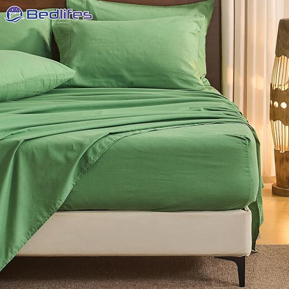 Bedlifes 100% French Pure Linen Sheets California King Size Breathable and Cooling Flax Sheet Set Soft Durable and Moisture Wicking 16 Inch Deep Pocket-4 Piece(Cal King,Sage Green)