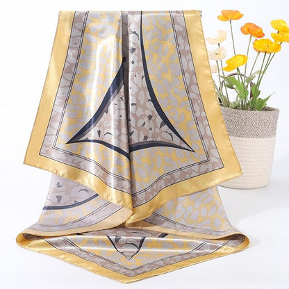AWAYTR 35” Satin Large Square Head Scarves - 4PCS Silk Like Neck Scarf Hair Sleeping Wraps Satin Silk Scarfs for Women