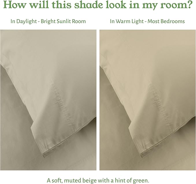 California Design Den Soft 100% Organic Cotton Sheets Twin XL Size Set - Crisp Percale Sheets with Deep Pockets, Breathable and Durable Bedding Set - Warm Taupe