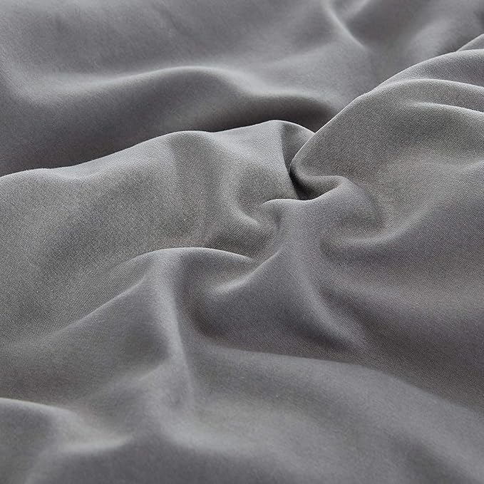 Houseri Dark Grey Comforter Set - Full Size Deep Comforter Quilt for Teen Boys & Girls - Minimalist Soft Solid Grey Bed Blanket